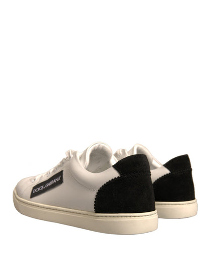 Dolce & Gabbana White Suede Leather Low Top Sneakers Shoes - SMARTMARTNZ