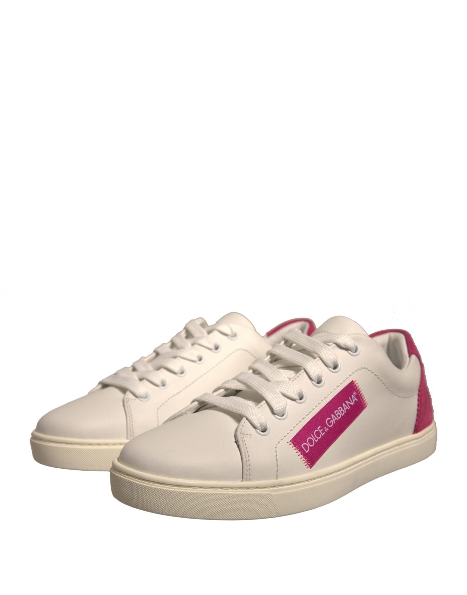 Dolce & Gabbana White Suede Leather Low Top Sneakers Shoes - SMARTMARTNZ
