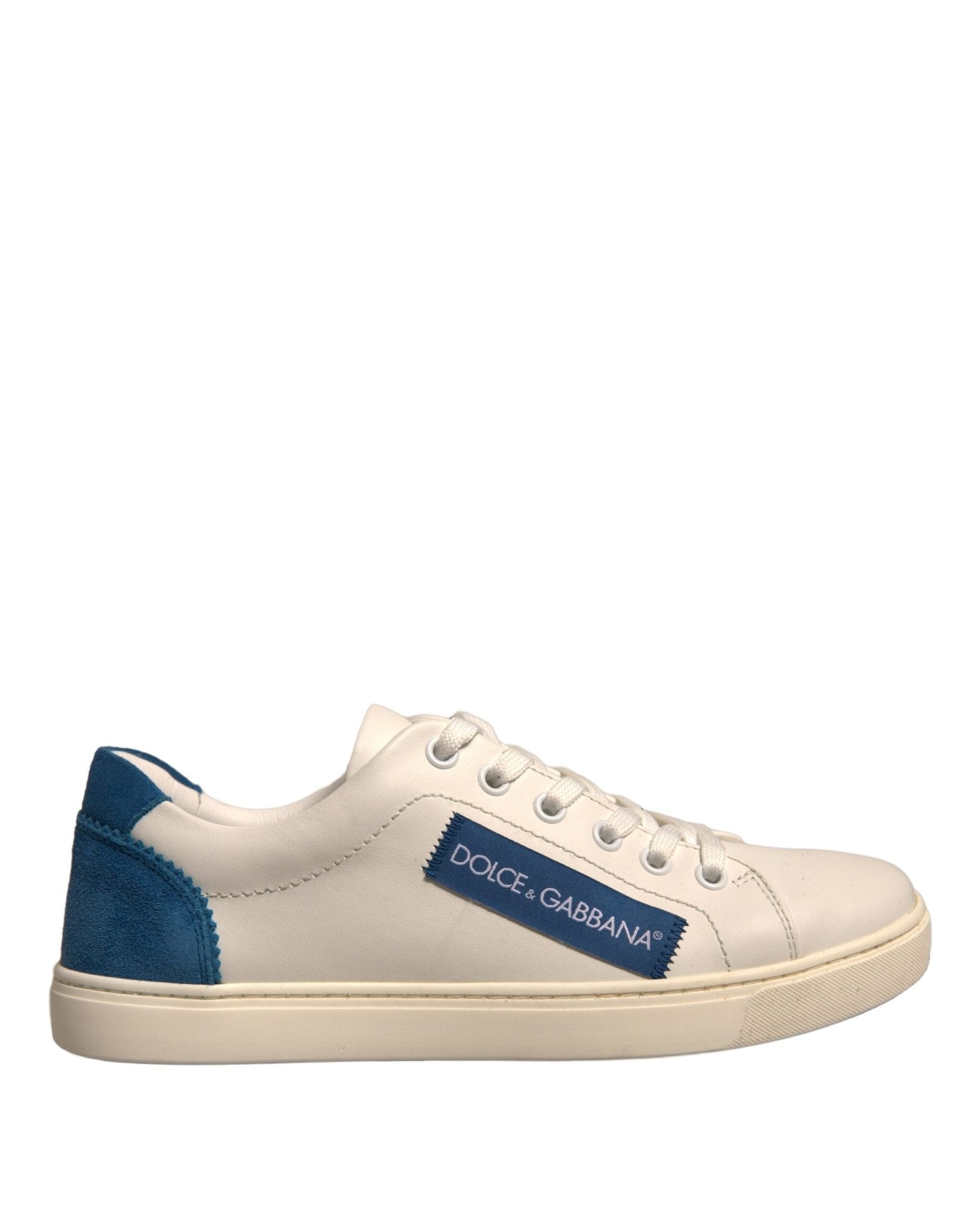 Dolce & Gabbana White Suede Leather Low Top Sneakers Shoes - SMARTMARTNZ