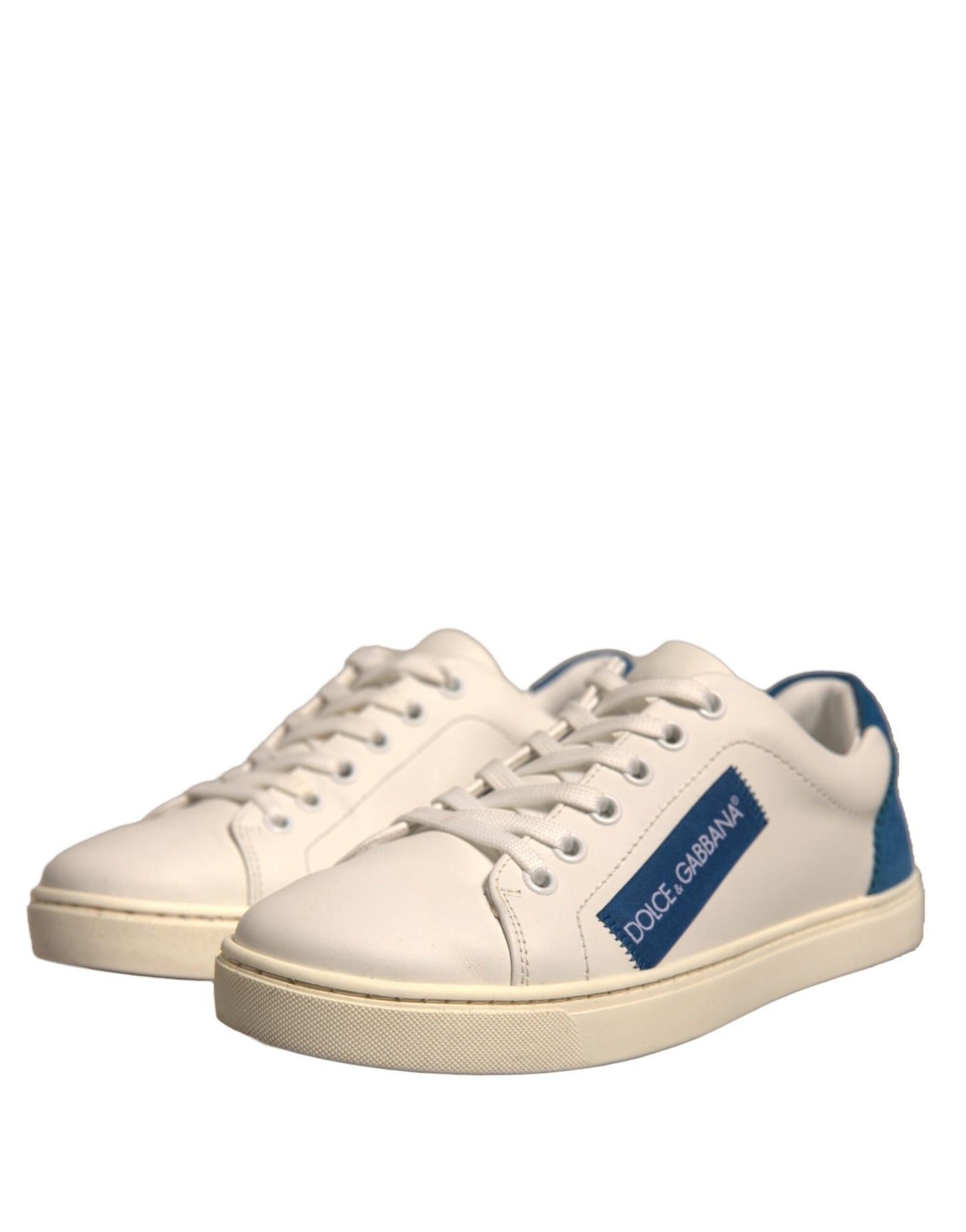 Dolce & Gabbana White Suede Leather Low Top Sneakers Shoes - SMARTMARTNZ