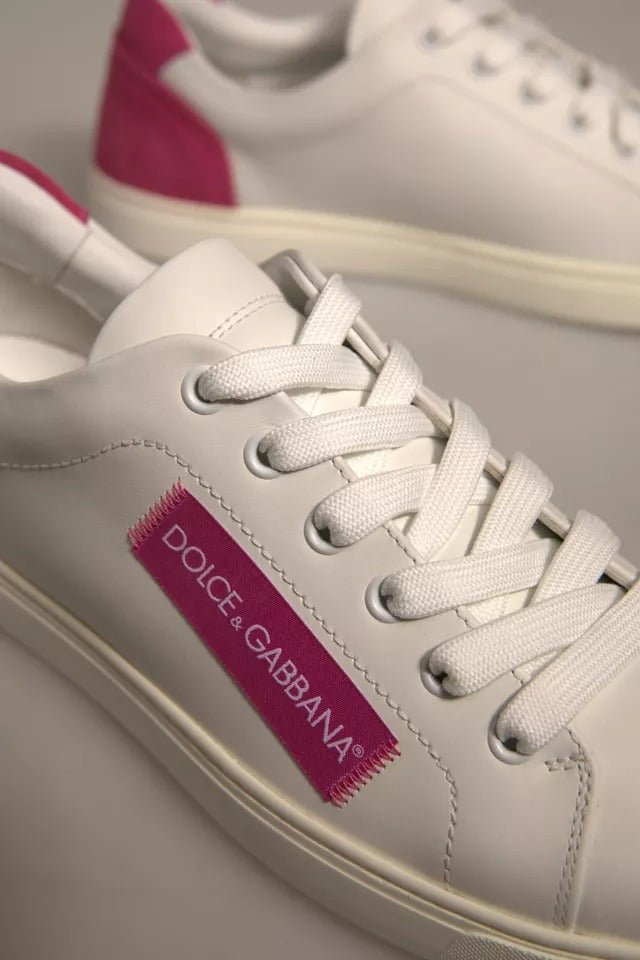 Dolce & Gabbana White Suede Leather Low Top Sneakers Shoes - SMARTMARTNZ
