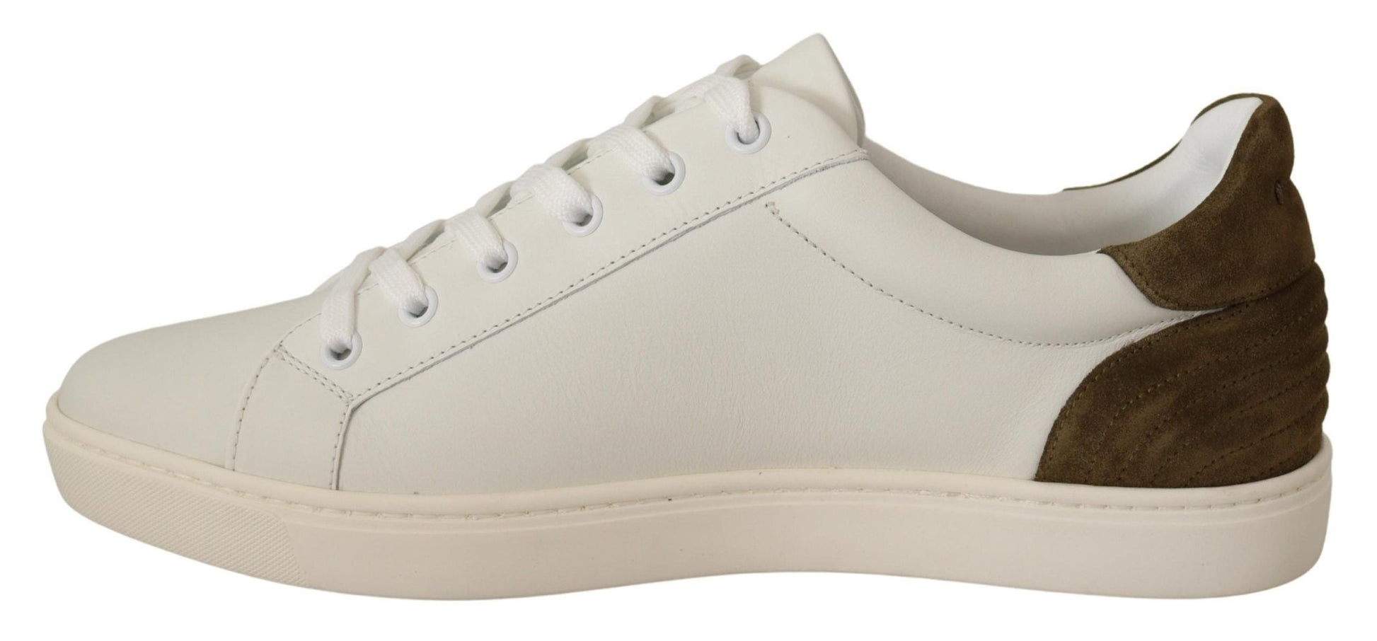 Dolce & Gabbana White Suede Leather Mens Low Tops Sneakers - SMARTMARTNZ