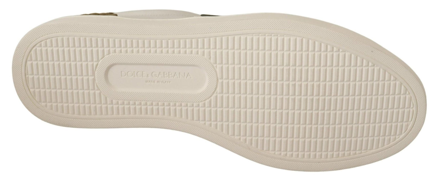 Dolce & Gabbana White Suede Leather Mens Low Tops Sneakers - SMARTMARTNZ