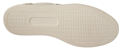 Dolce & Gabbana White Suede Leather Mens Low Tops Sneakers - SMARTMARTNZ