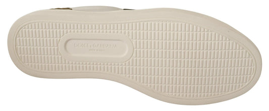 Dolce & Gabbana White Suede Leather Mens Low Tops Sneakers - SMARTMARTNZ