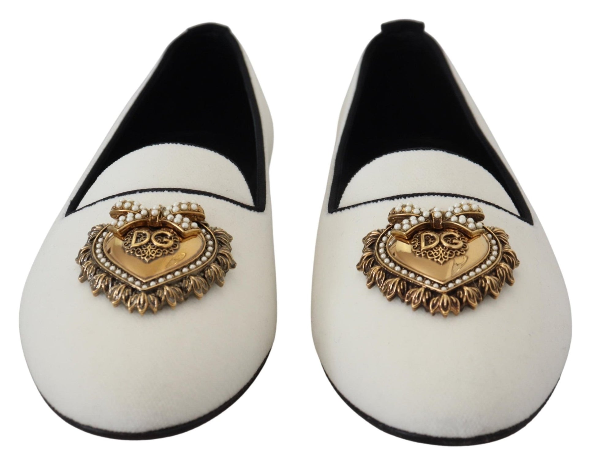 Dolce & Gabbana White Velvet Slip Ons Loafers Flats Shoes - SMARTMARTNZ