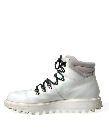 Dolce & Gabbana White Vulcano Trekking Ankle Boots Shoes - SMARTMARTNZ