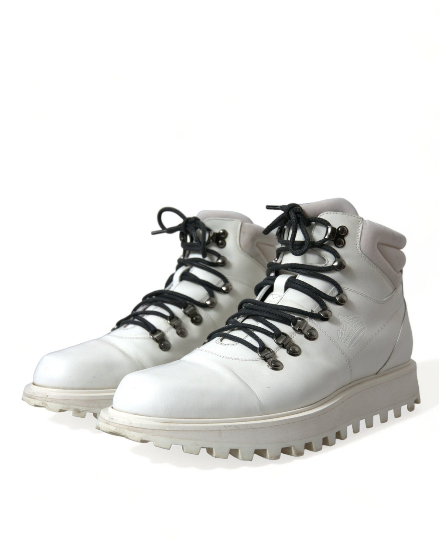 Dolce & Gabbana White Vulcano Trekking Ankle Boots Shoes - SMARTMARTNZ