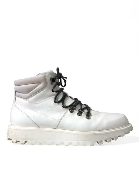 Dolce & Gabbana White Vulcano Trekking Ankle Boots Shoes - SMARTMARTNZ