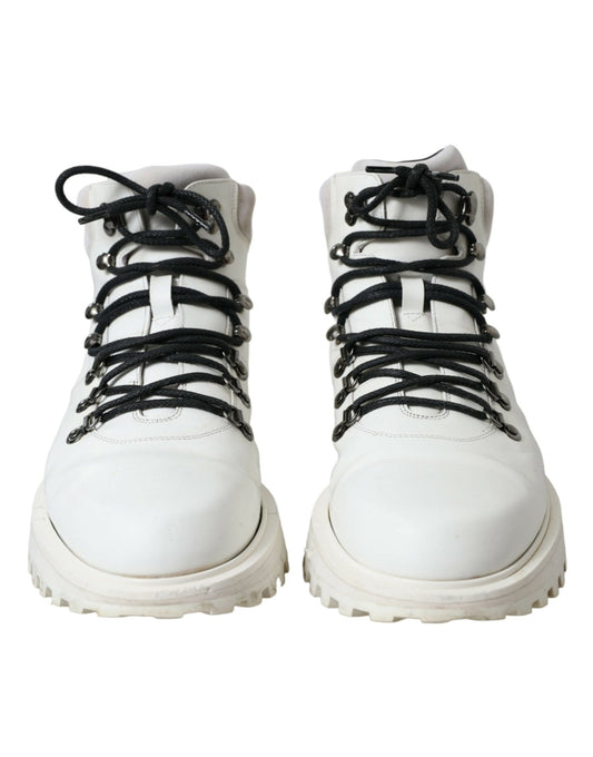 Dolce & Gabbana White Vulcano Trekking Ankle Boots Shoes - SMARTMARTNZ