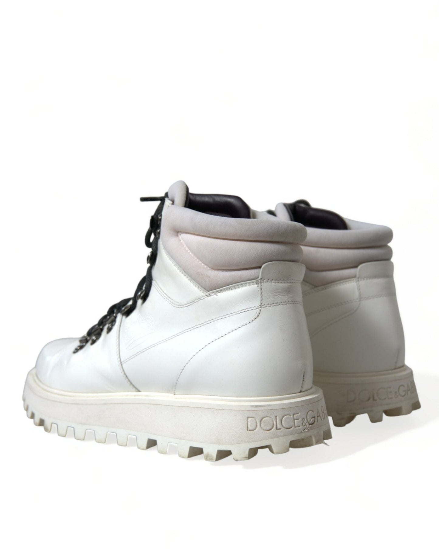 Dolce & Gabbana White Vulcano Trekking Ankle Boots Shoes - SMARTMARTNZ