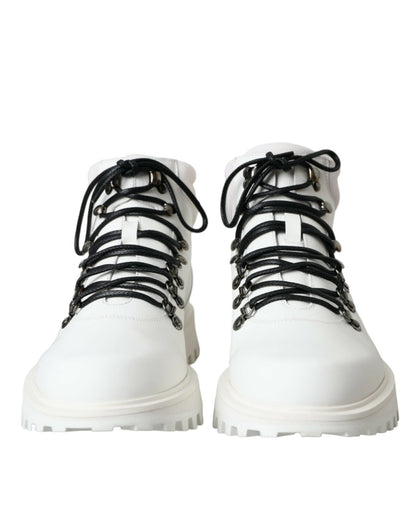 Dolce & Gabbana White Vulcano Trekking Men Ankle Boots Shoes - SMARTMARTNZ
