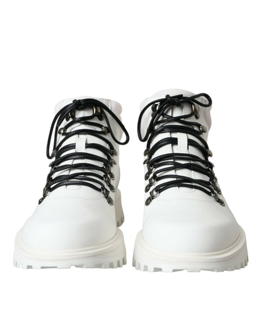 Dolce & Gabbana White Vulcano Trekking Men Ankle Boots Shoes - SMARTMARTNZ