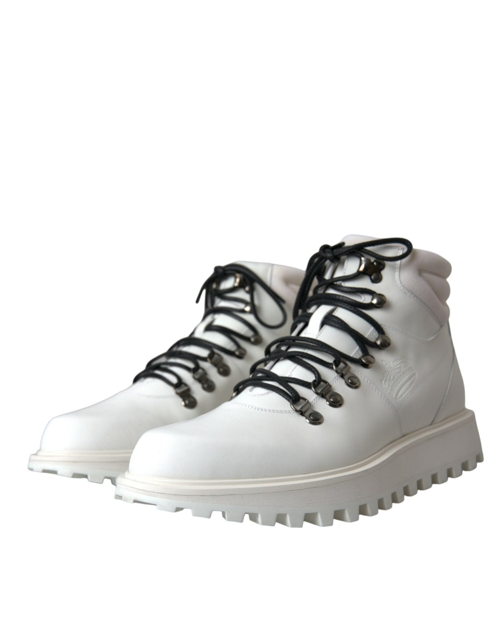 Dolce & Gabbana White Vulcano Trekking Men Ankle Boots Shoes - SMARTMARTNZ