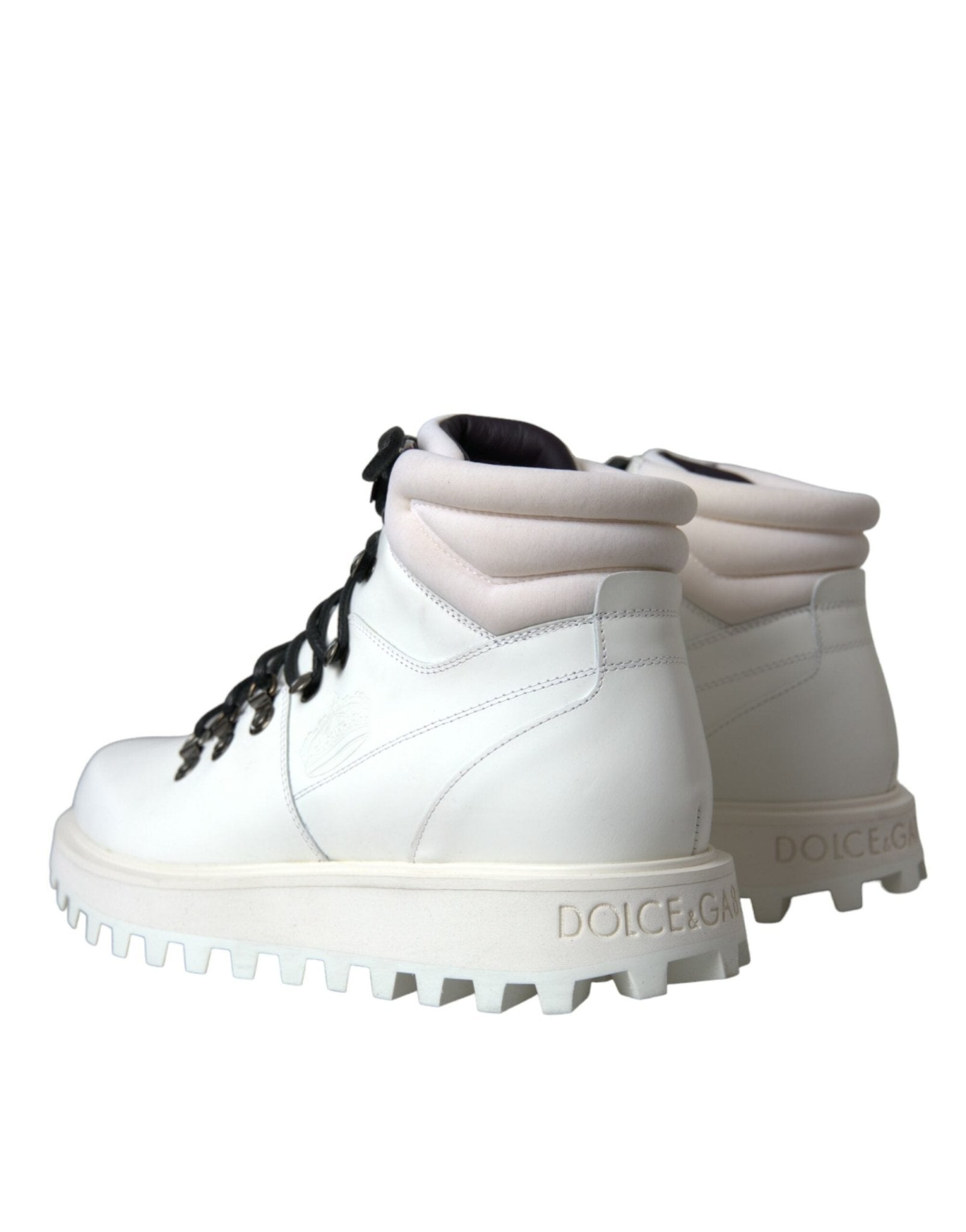 Dolce & Gabbana White Vulcano Trekking Men Ankle Boots Shoes - SMARTMARTNZ