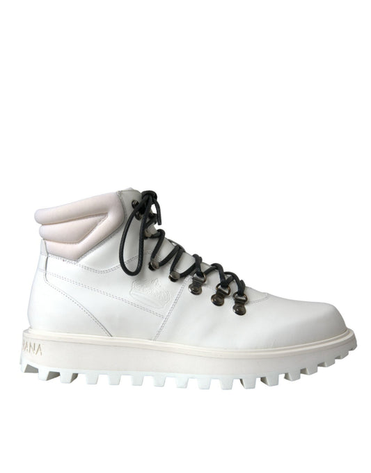 Dolce & Gabbana White Vulcano Trekking Men Ankle Boots Shoes - SMARTMARTNZ