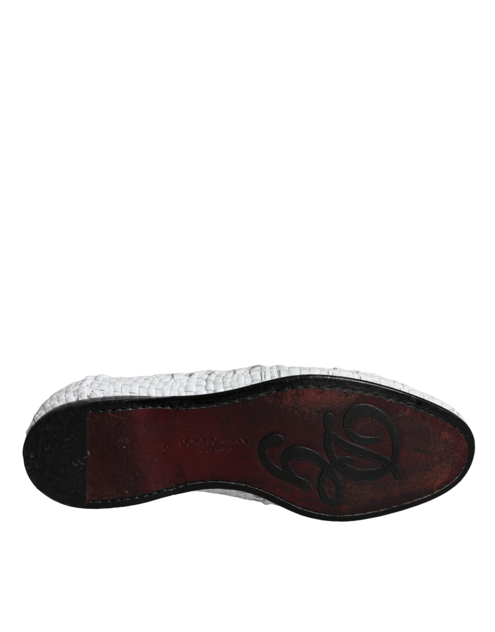 Dolce & Gabbana White Woven Leather Slip On Loafers Men Shoes - SMARTMARTNZ