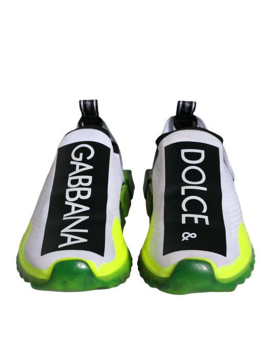 Dolce & Gabbana White Yellow Slip On Sorrento Sneakers Shoes - SMARTMARTNZ