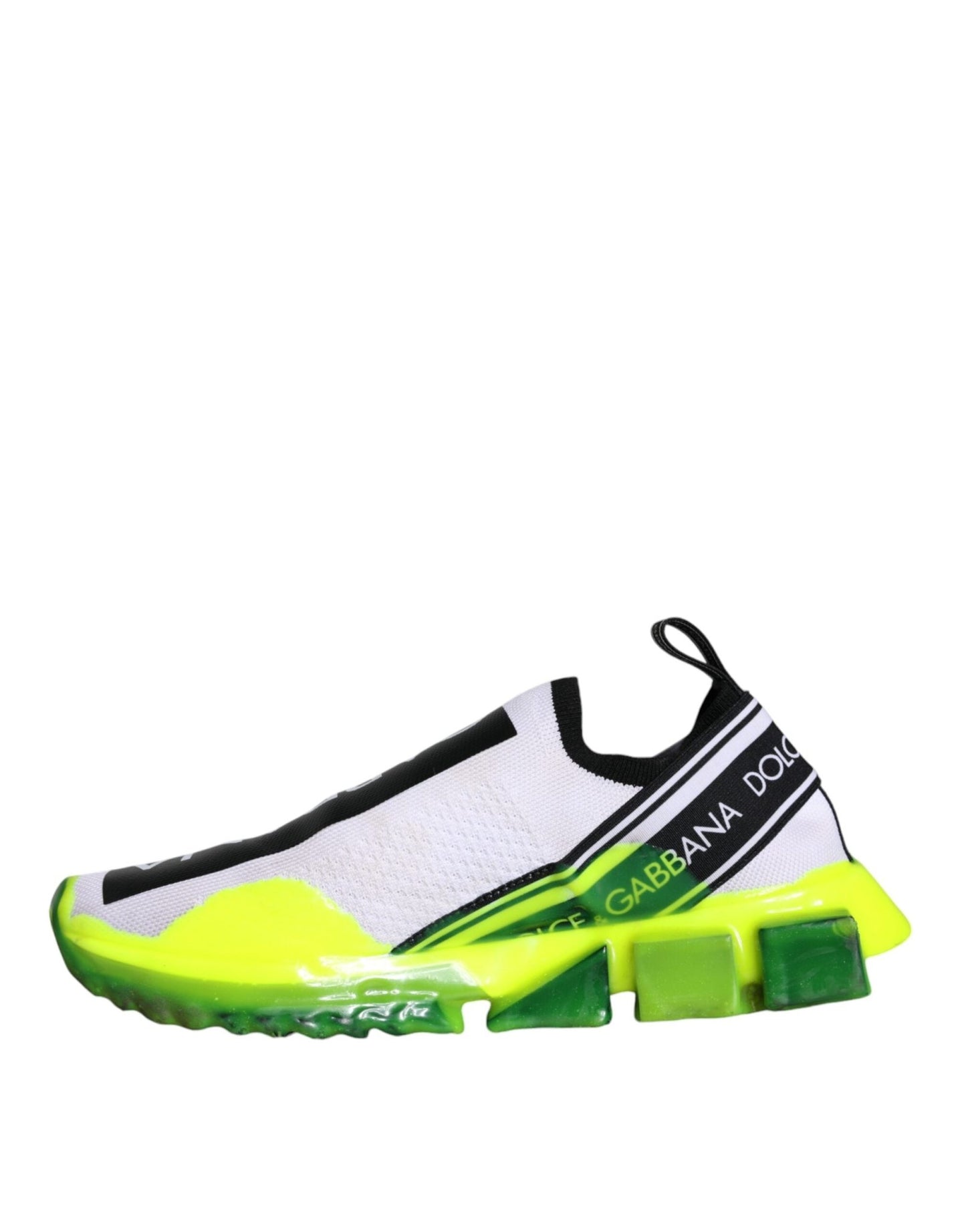 Dolce & Gabbana White Yellow Slip On Sorrento Sneakers Shoes - SMARTMARTNZ