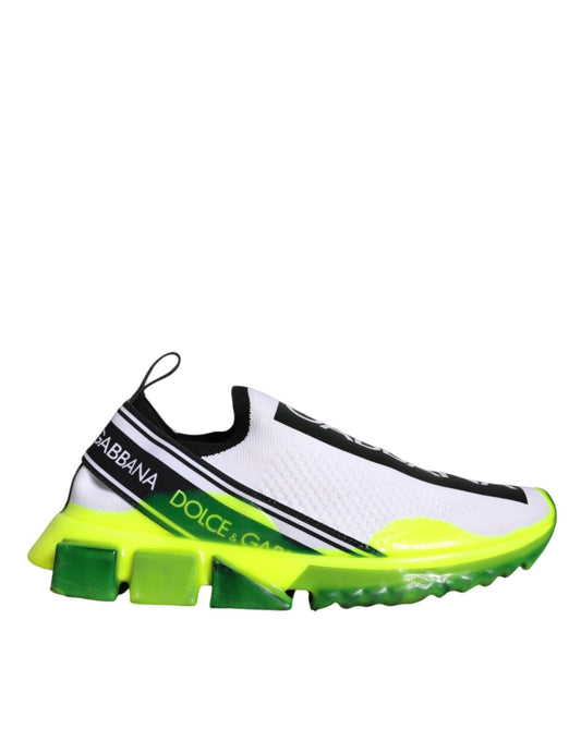 Dolce & Gabbana White Yellow Slip On Sorrento Sneakers Shoes - SMARTMARTNZ