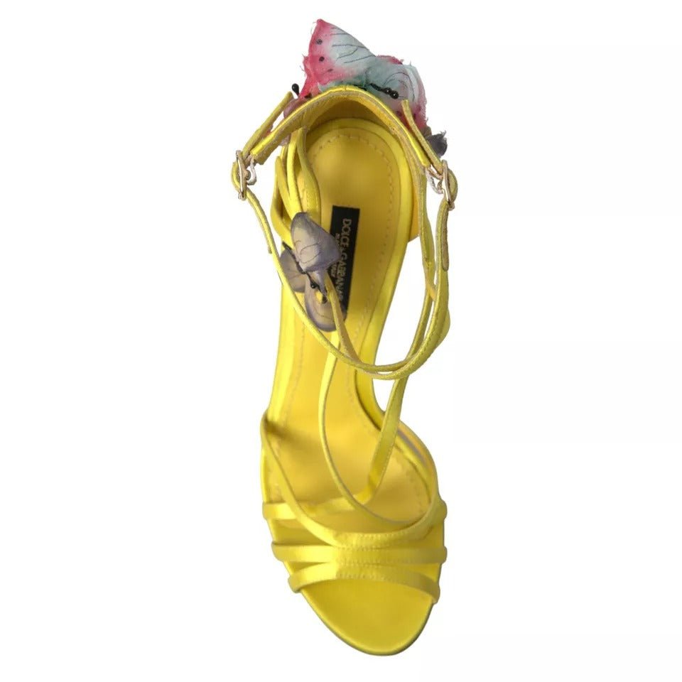 Dolce & Gabbana Yellow Butterfly Applique Sandals Shoes - SMARTMARTNZ