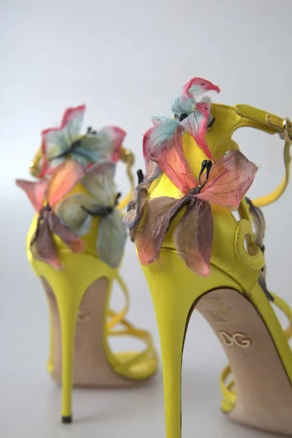 Dolce & Gabbana Yellow Butterfly Applique Sandals Shoes - SMARTMARTNZ