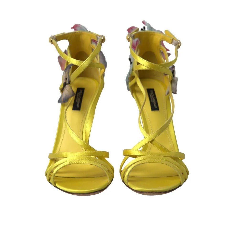 Dolce & Gabbana Yellow Butterfly Applique Sandals Shoes - SMARTMARTNZ