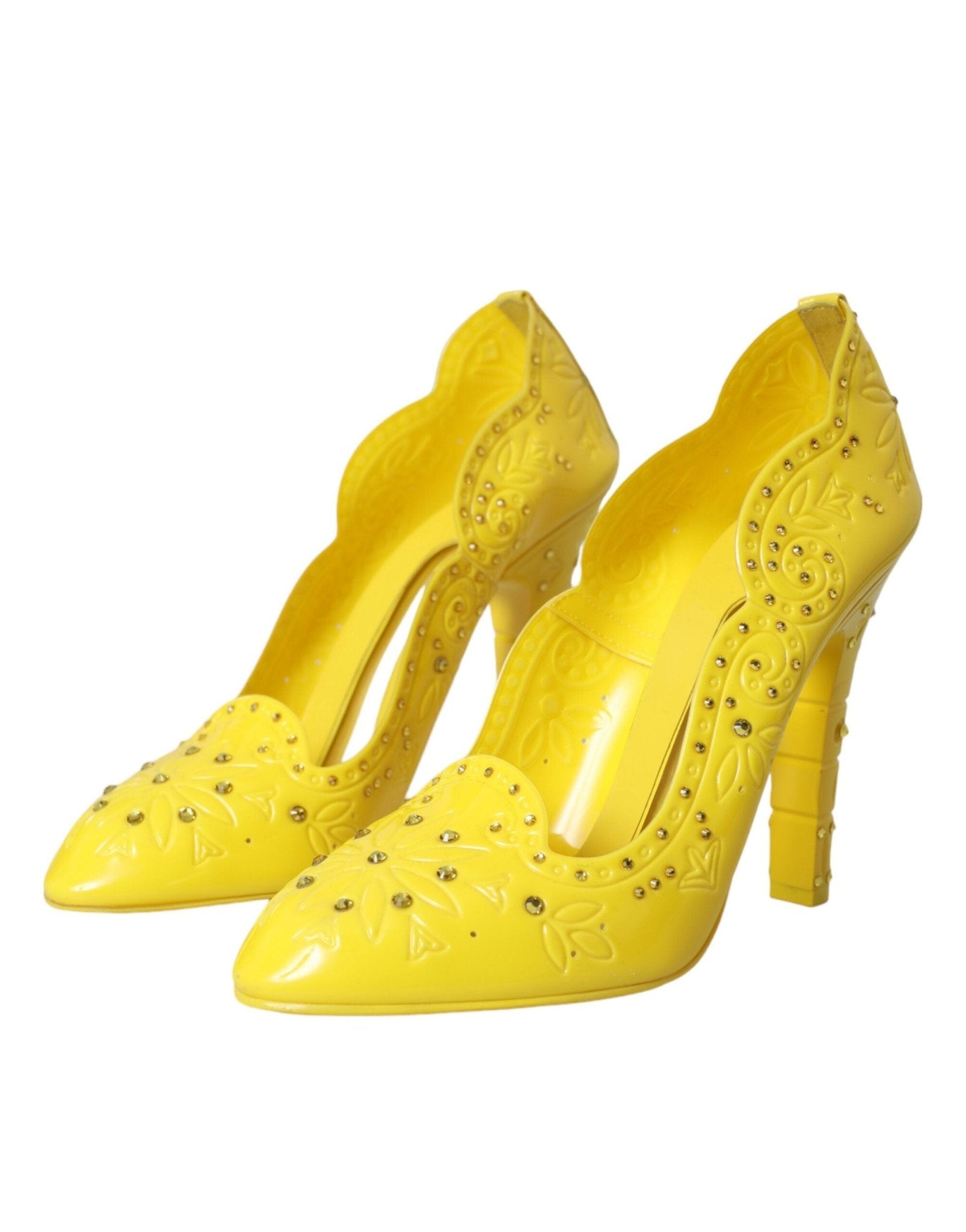 Dolce & Gabbana Yellow Crystal CINDERELLA Heels Pumps Shoes - SMARTMARTNZ