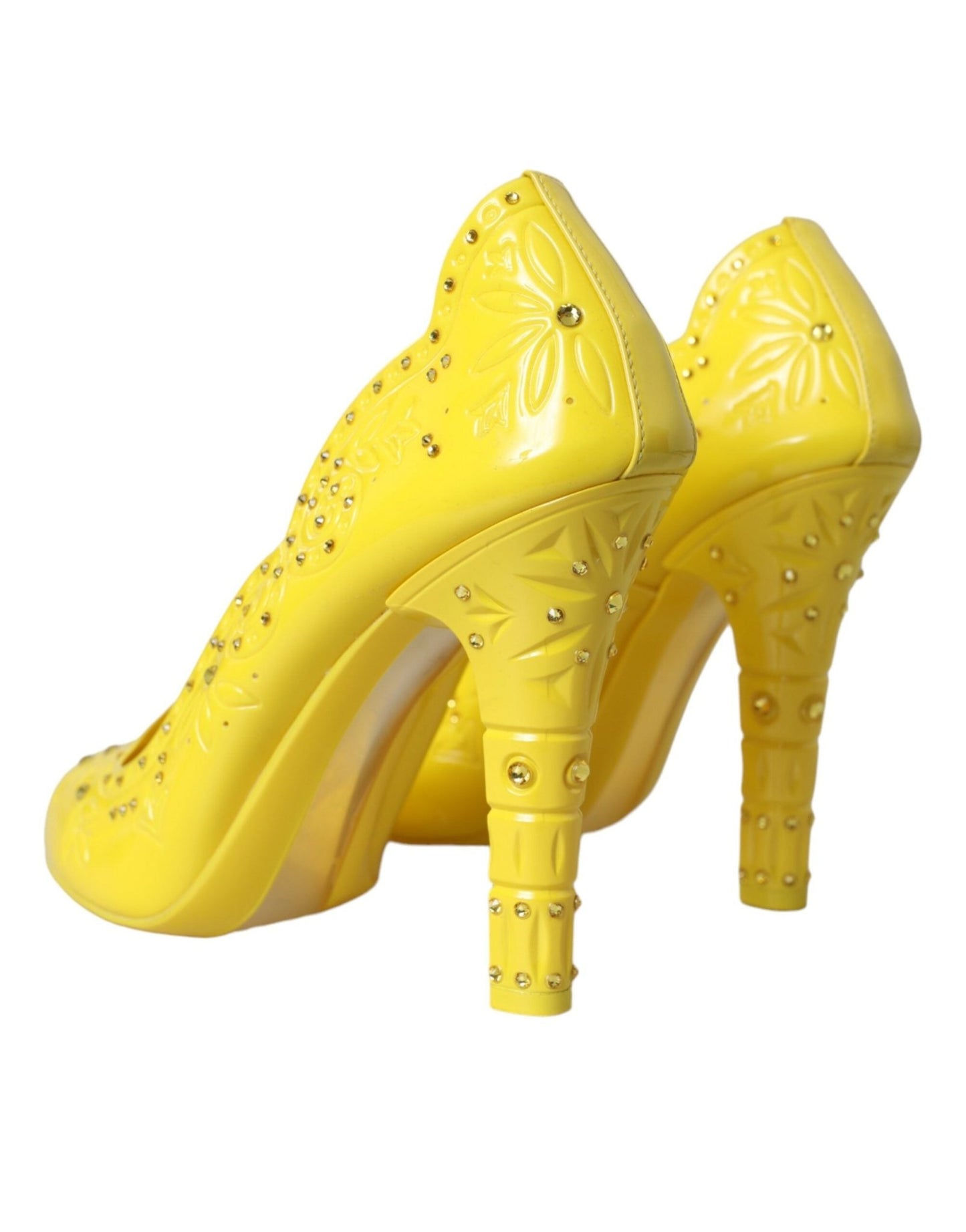 Dolce & Gabbana Yellow Crystal CINDERELLA Heels Pumps Shoes - SMARTMARTNZ