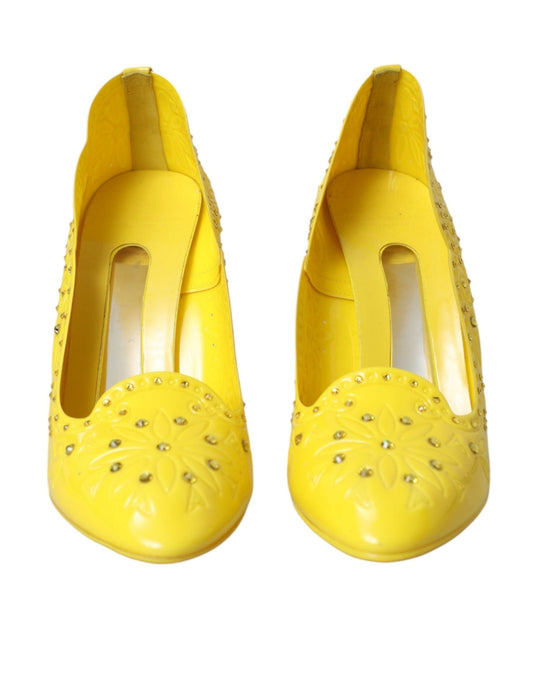Dolce & Gabbana Yellow Crystal CINDERELLA Heels Pumps Shoes - SMARTMARTNZ