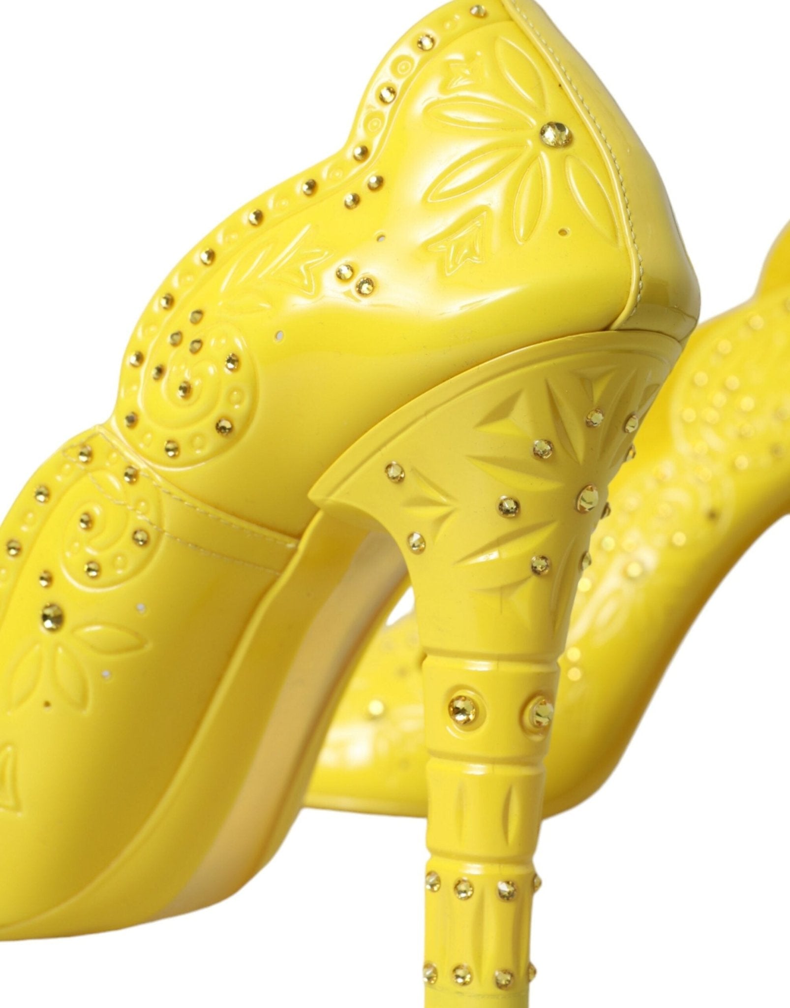 Dolce & Gabbana Yellow Crystal CINDERELLA Heels Pumps Shoes - SMARTMARTNZ