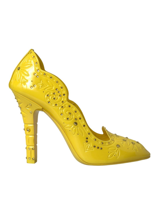 Dolce & Gabbana Yellow Crystal CINDERELLA Heels Pumps Shoes - SMARTMARTNZ