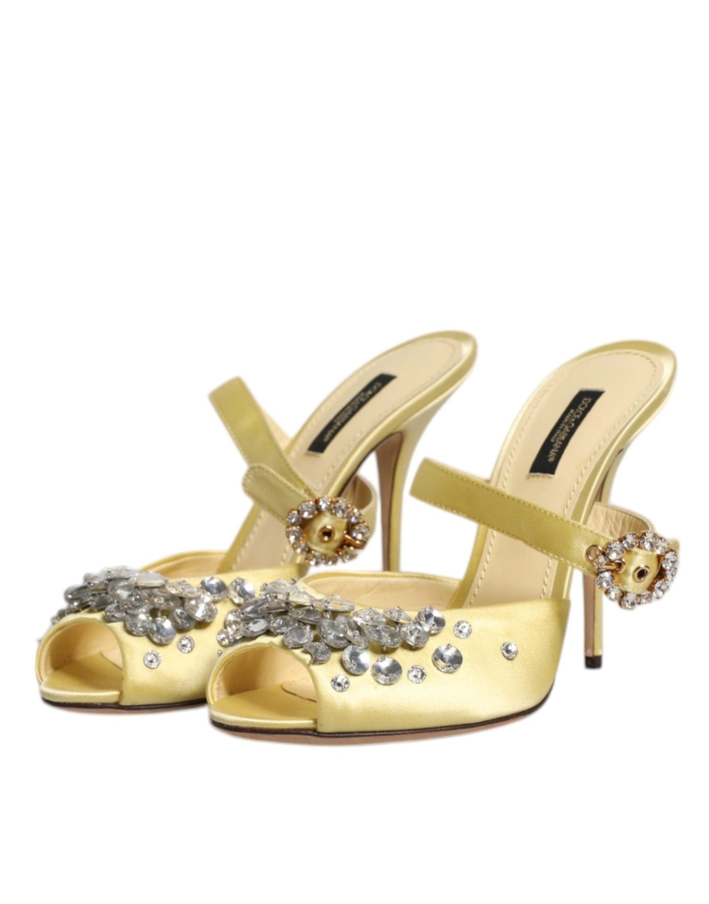 Dolce & Gabbana Yellow Crystal Slides KEIRA Sandals Shoes - SMARTMARTNZ