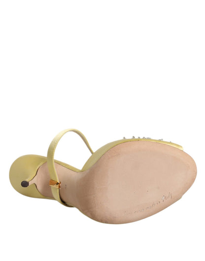 Dolce & Gabbana Yellow Crystal Slides KEIRA Sandals Shoes - SMARTMARTNZ