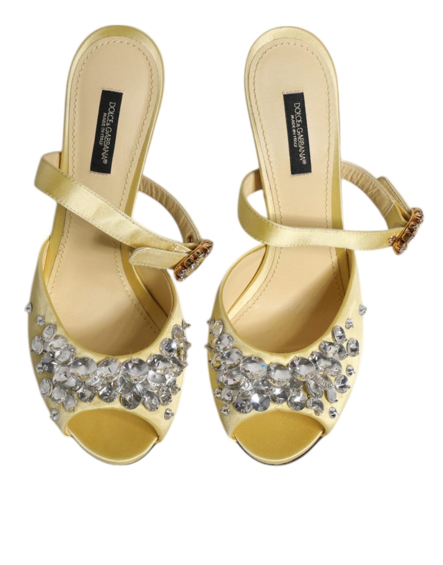 Dolce & Gabbana Yellow Crystal Slides KEIRA Sandals Shoes - SMARTMARTNZ