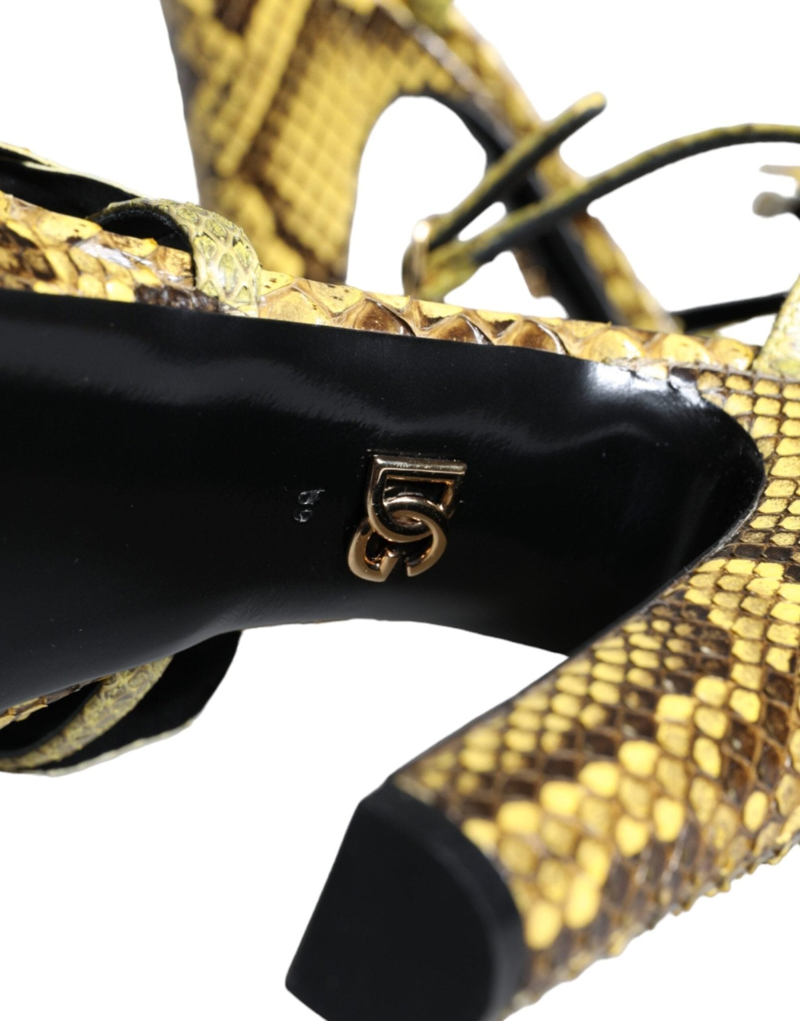 Dolce & Gabbana Yellow Exotic Leather Ankle Strap Heels Sandals Shoes - SMARTMARTNZ