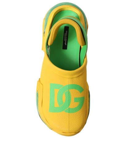 Dolce & Gabbana Yellow Green Rubber Clogs Men Slippers Men Shoes - SMARTMARTNZ