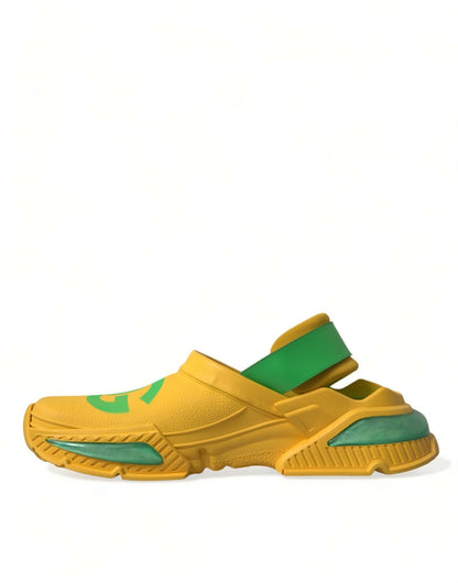 Dolce & Gabbana Yellow Green Rubber Clogs Men Slippers Men Shoes - SMARTMARTNZ