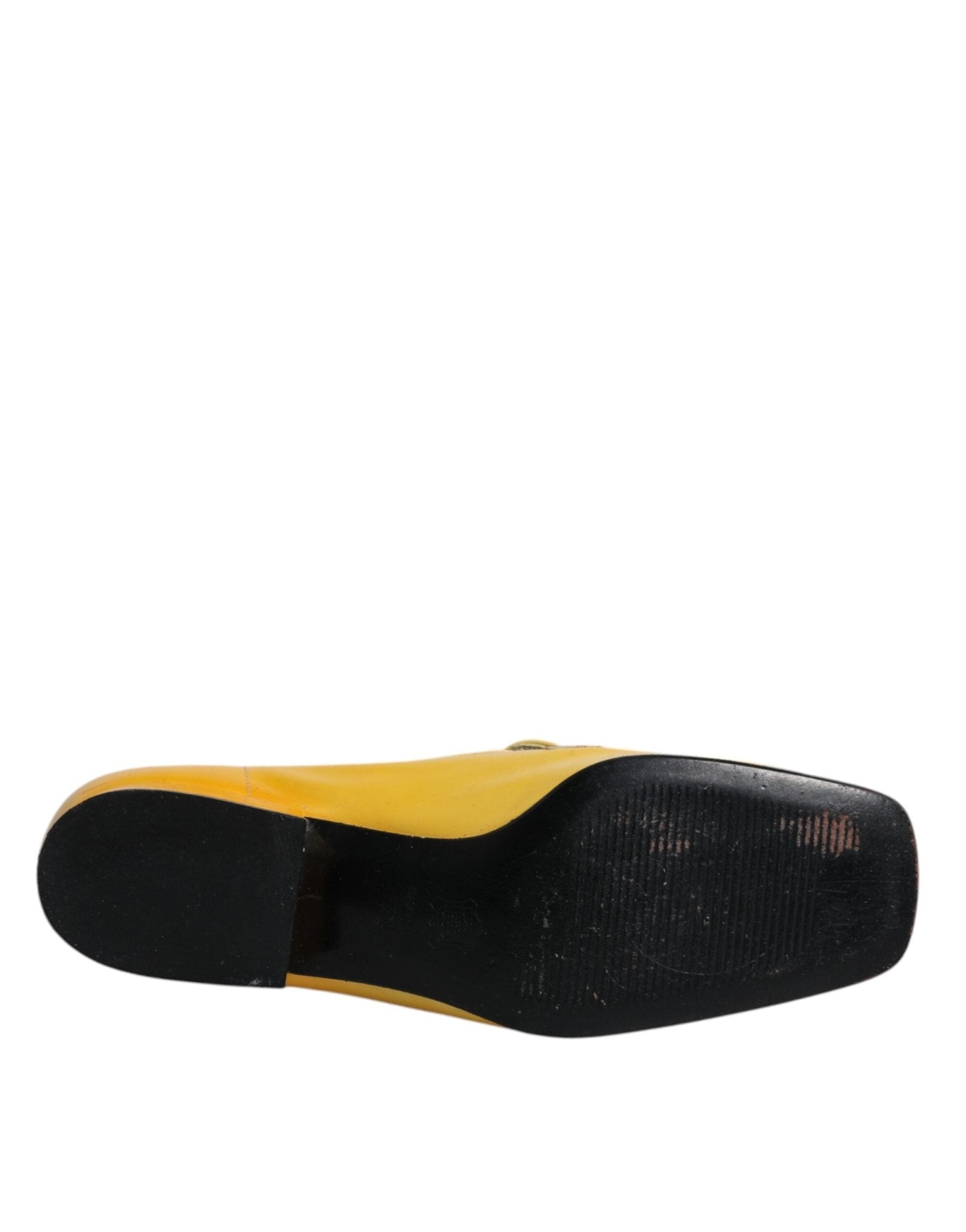 Dolce & Gabbana Yellow Leather Logo Plaque Slip On Mocassin Shoes - SMARTMARTNZ