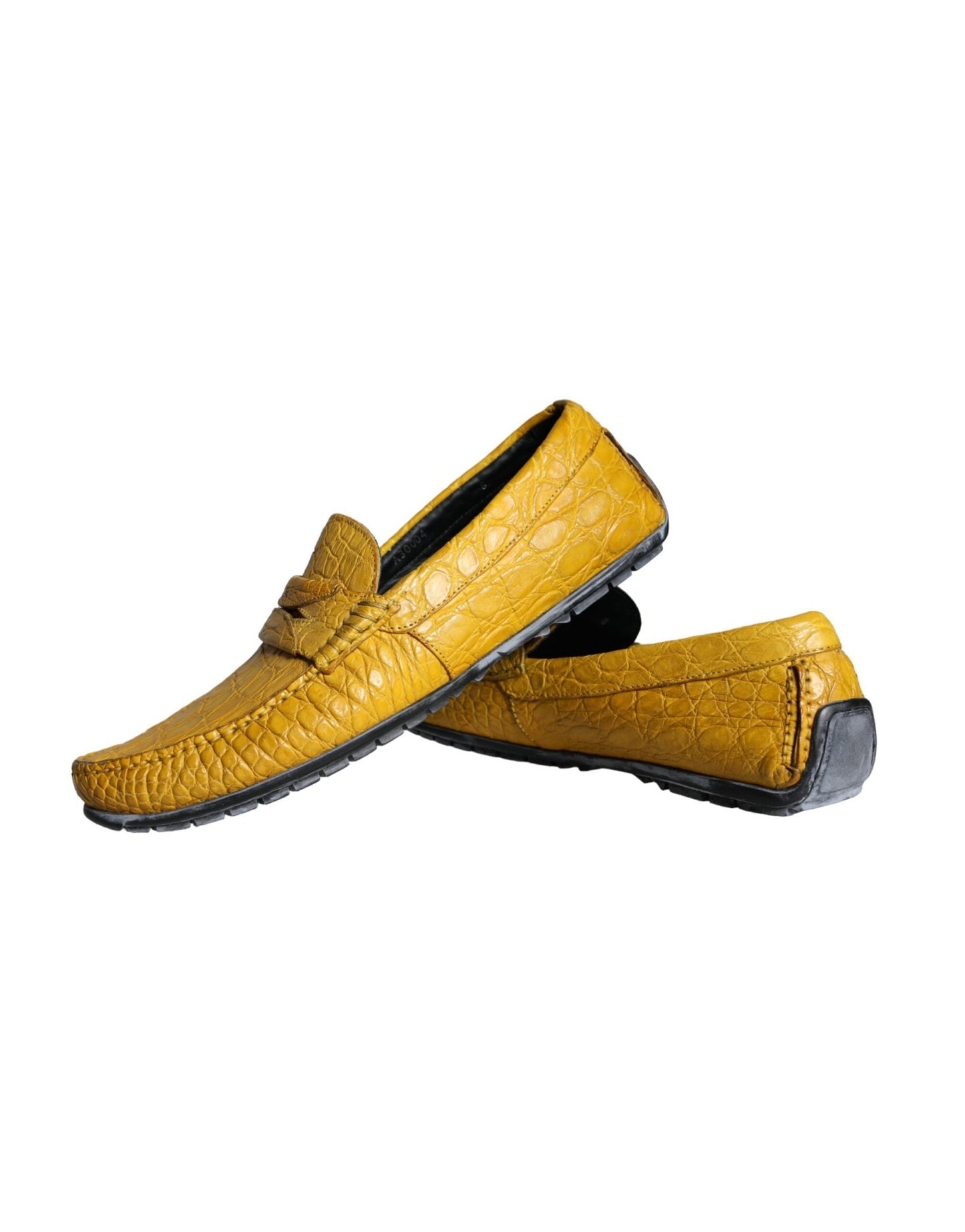 Dolce & Gabbana Yellow Leather Slip Mocassin Loafers Shoes - SMARTMARTNZ