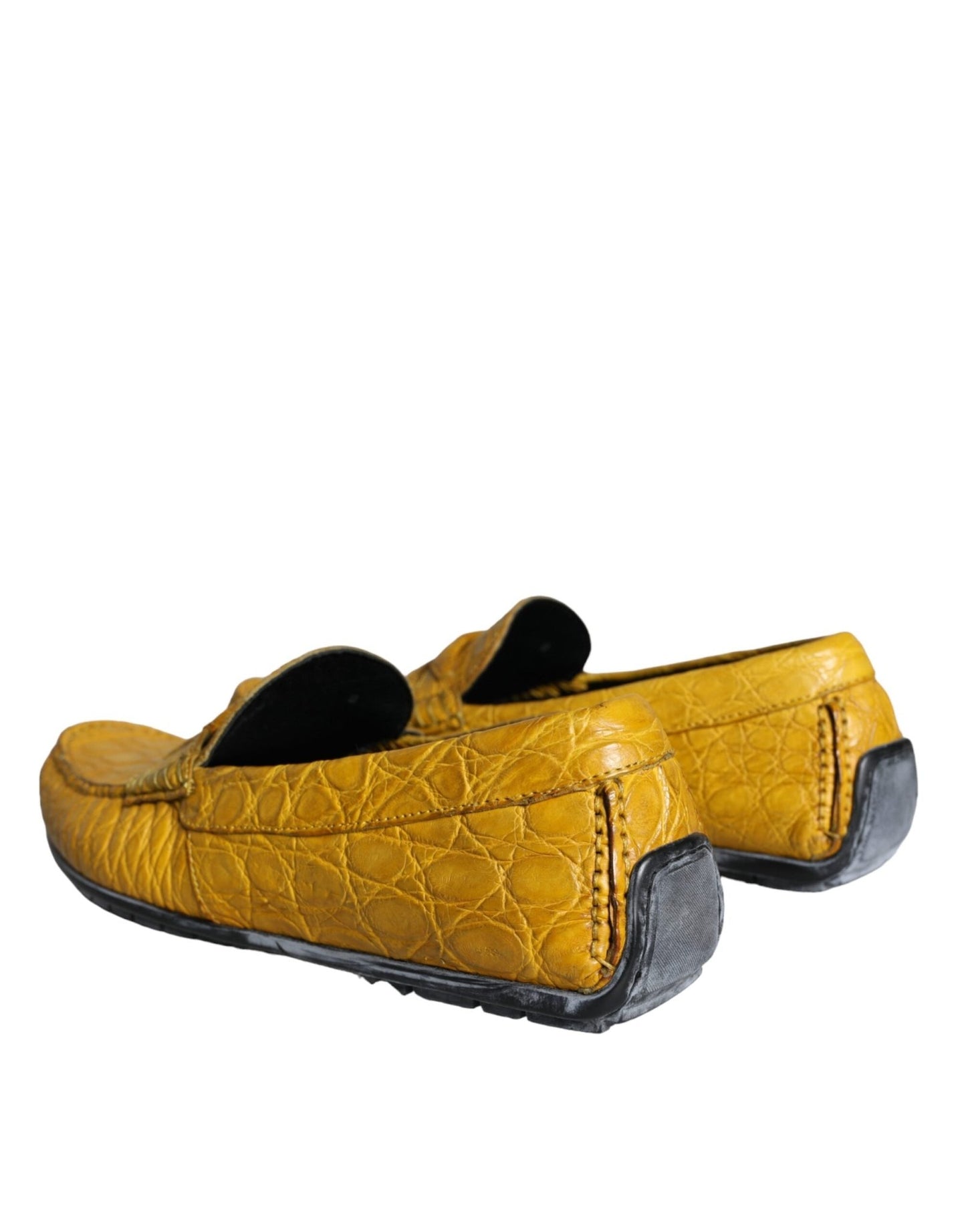 Dolce & Gabbana Yellow Leather Slip Mocassin Loafers Shoes - SMARTMARTNZ