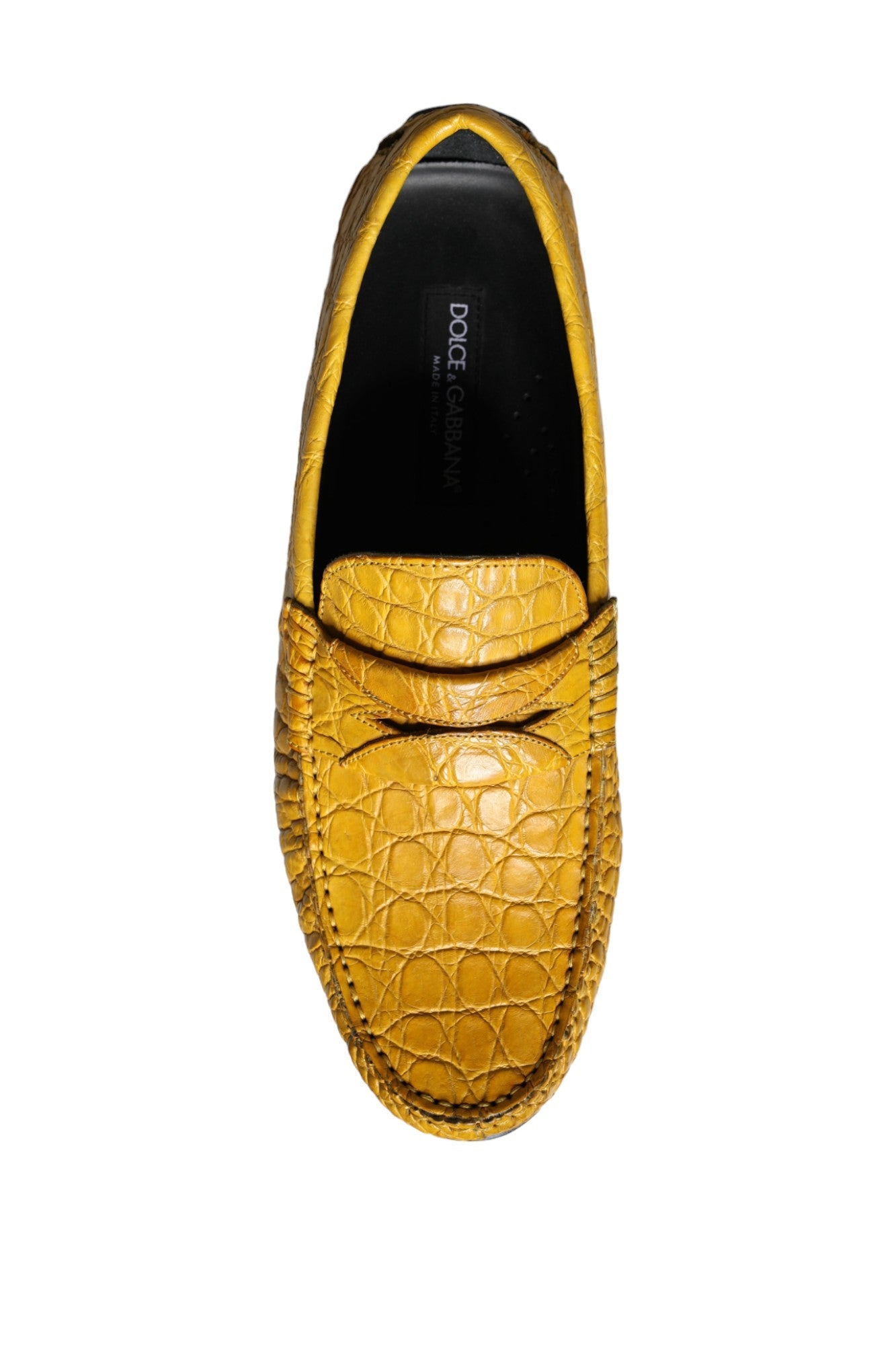 Dolce & Gabbana Yellow Leather Slip Mocassin Loafers Shoes - SMARTMARTNZ
