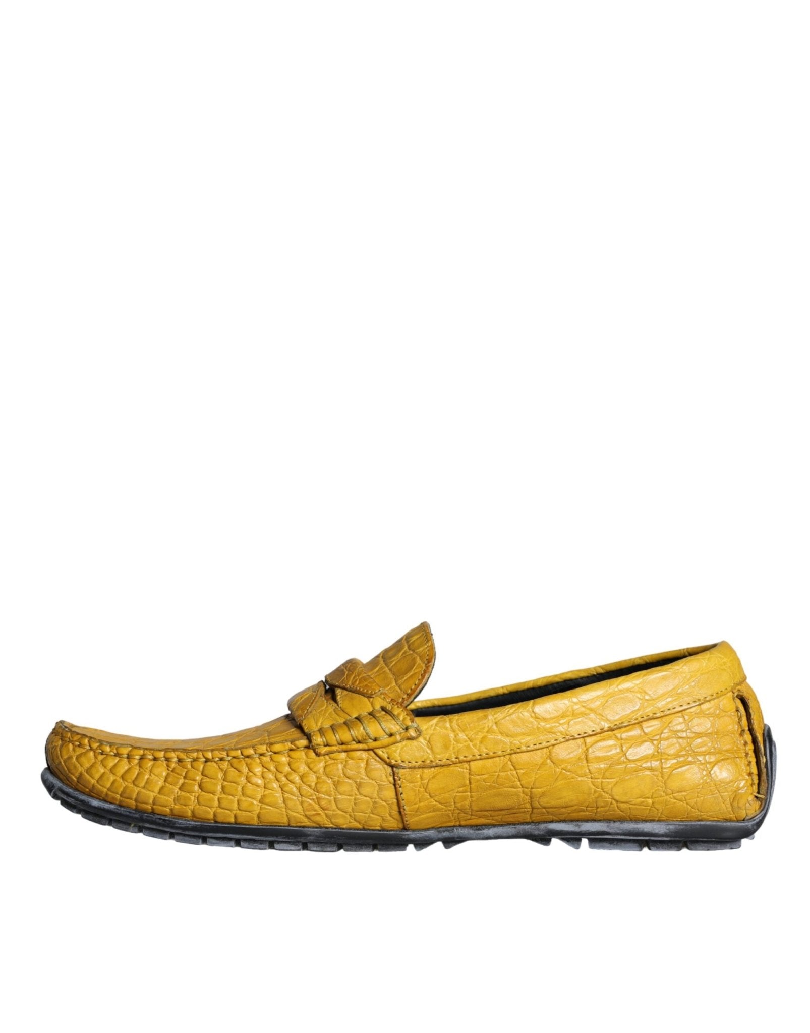 Dolce & Gabbana Yellow Leather Slip Mocassin Loafers Shoes - SMARTMARTNZ