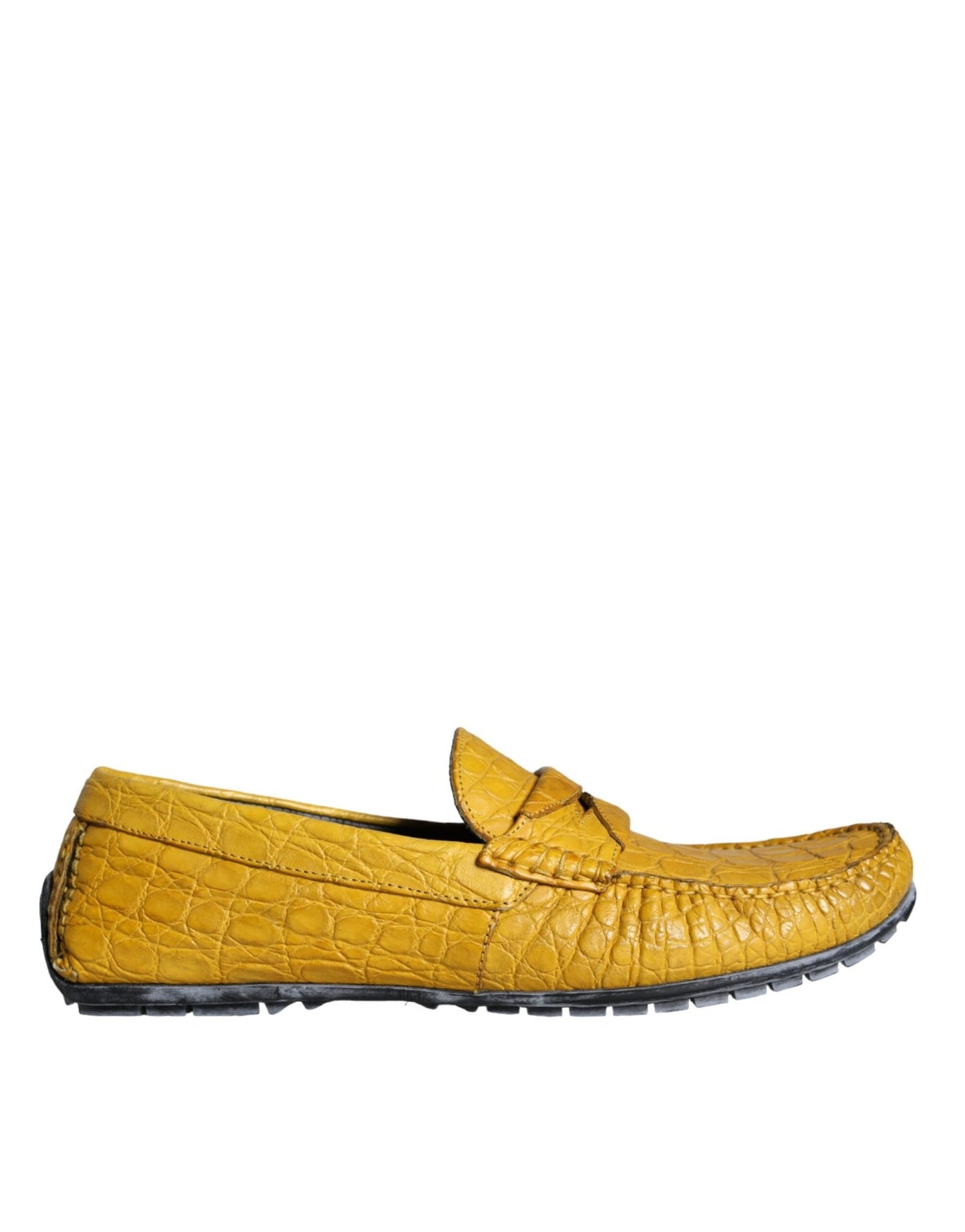 Dolce & Gabbana Yellow Leather Slip Mocassin Loafers Shoes - SMARTMARTNZ