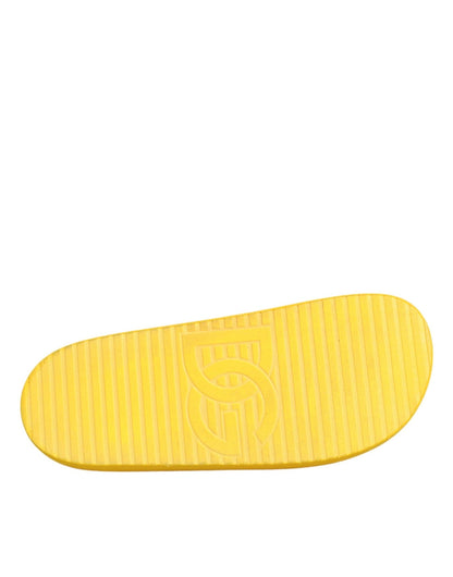 Dolce & Gabbana Yellow Rubber Slides Sandals Beachwear Shoes - SMARTMARTNZ