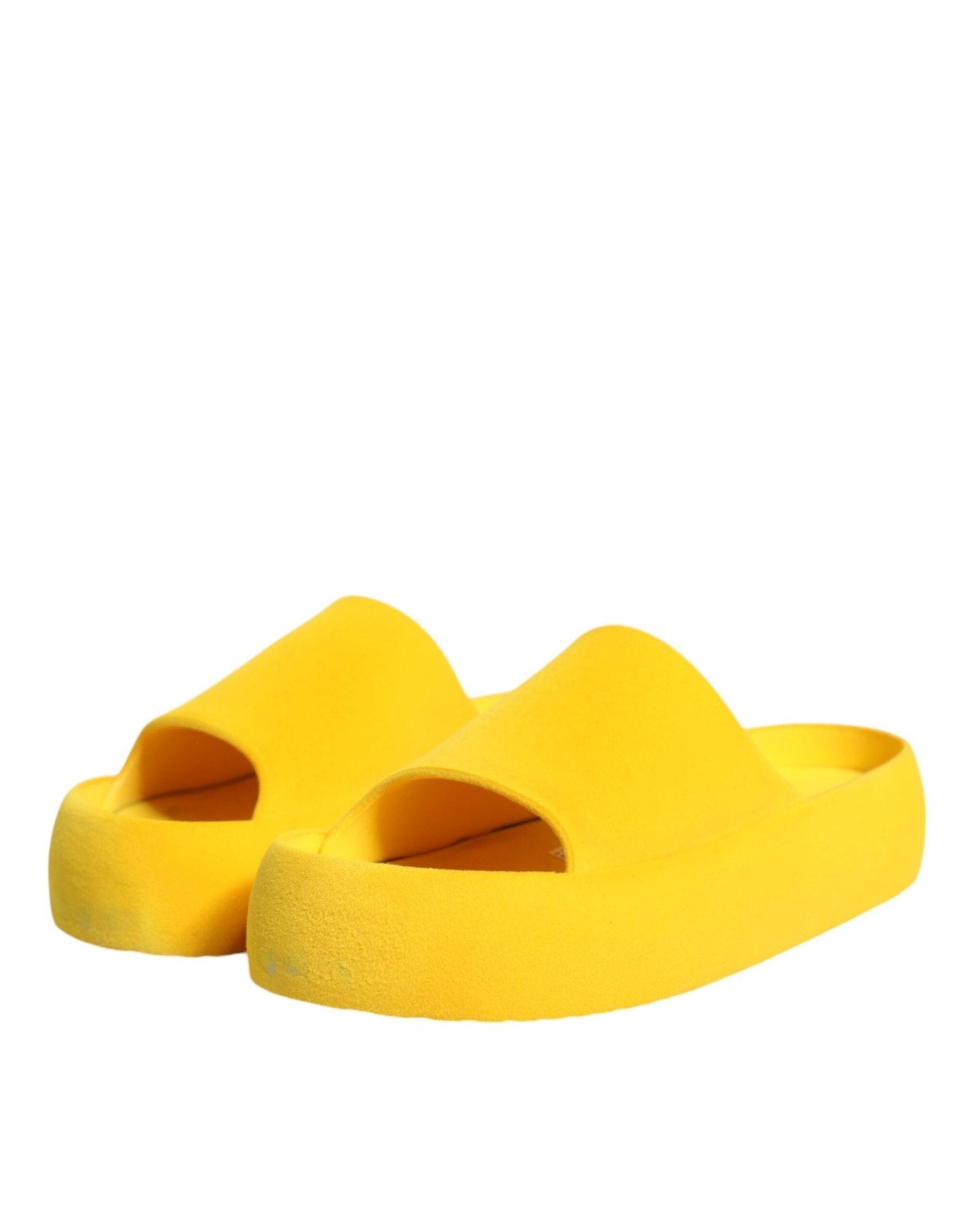 Dolce & Gabbana Yellow Rubber Slides Sandals Beachwear Shoes - SMARTMARTNZ