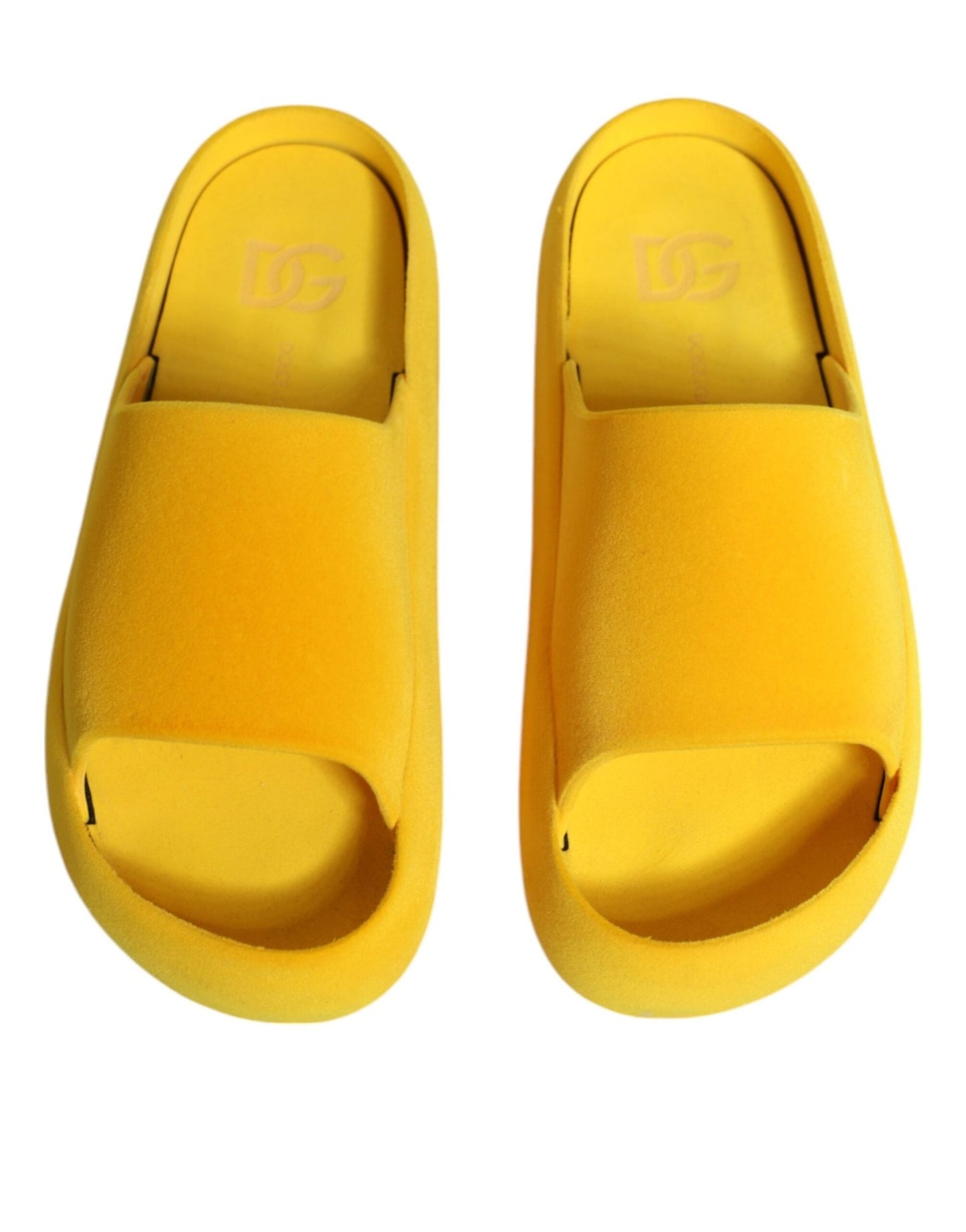 Dolce & Gabbana Yellow Rubber Slides Sandals Beachwear Shoes - SMARTMARTNZ