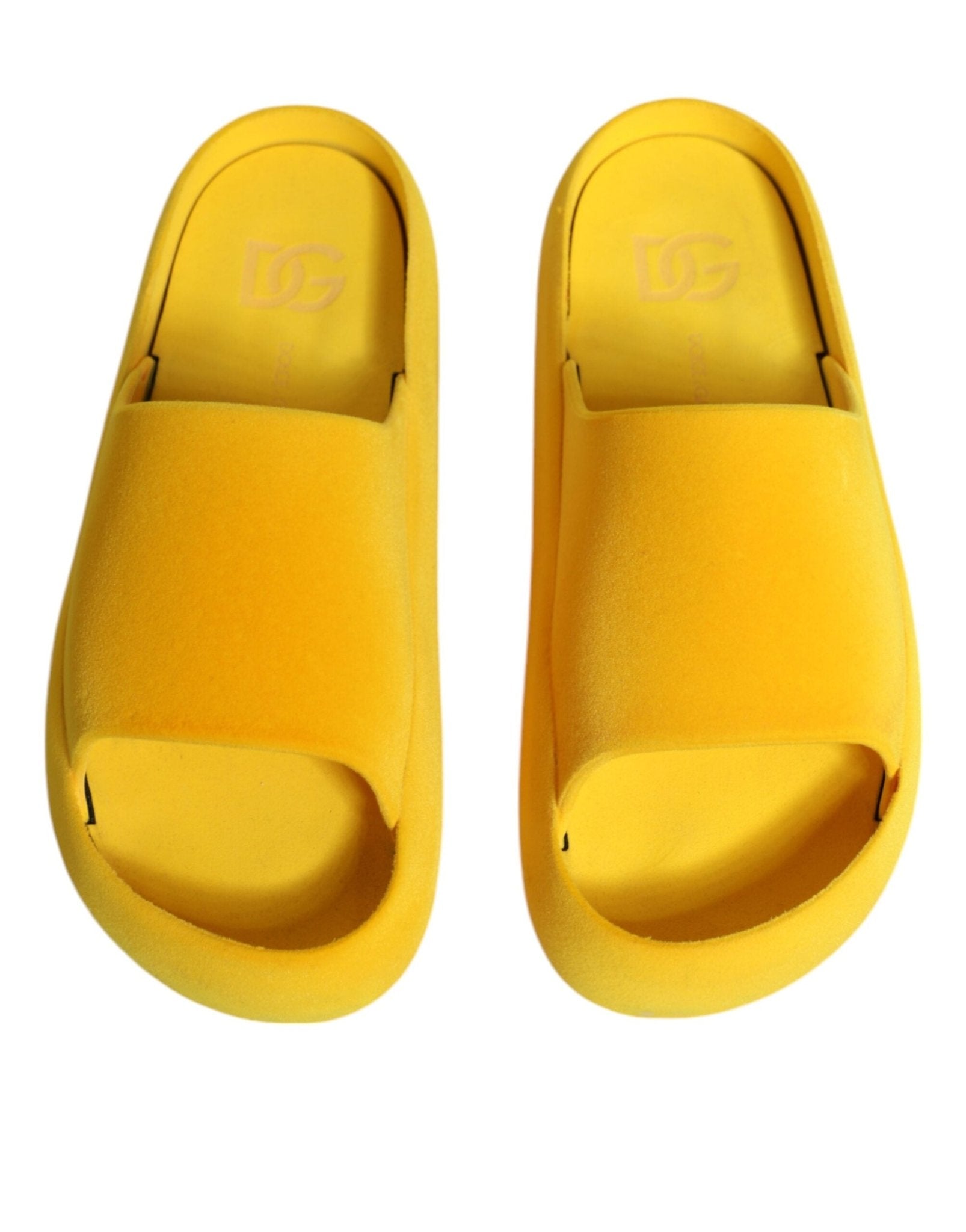 Dolce & Gabbana Yellow Rubber Slides Sandals Beachwear Shoes - SMARTMARTNZ