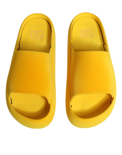 Dolce & Gabbana Yellow Rubber Slides Sandals Beachwear Shoes - SMARTMARTNZ