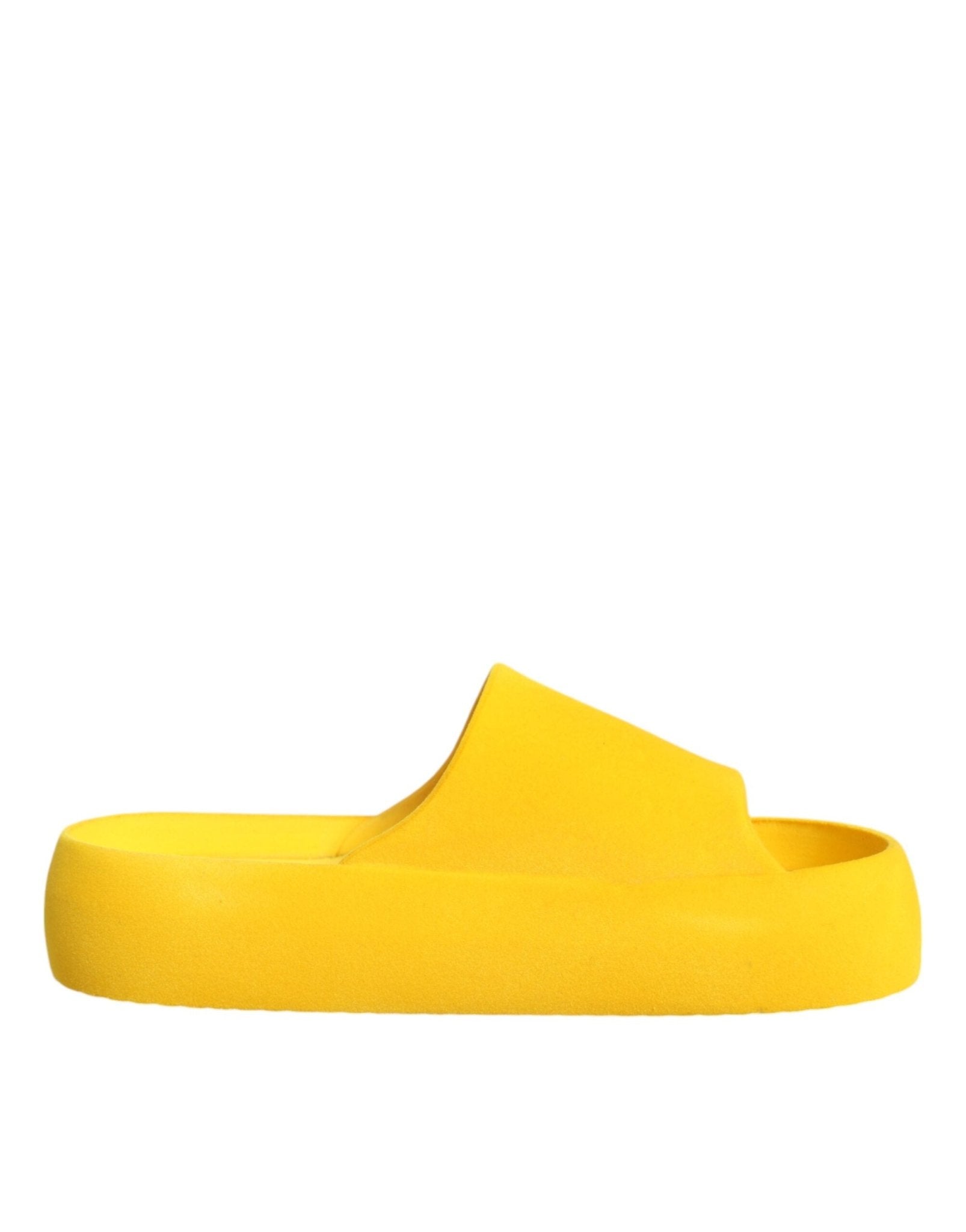 Dolce & Gabbana Yellow Rubber Slides Sandals Beachwear Shoes - SMARTMARTNZ